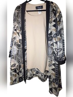 Vtg R&M Collection 2-Pc Mock Set Jacket Tank Abstract Print 20W EUC